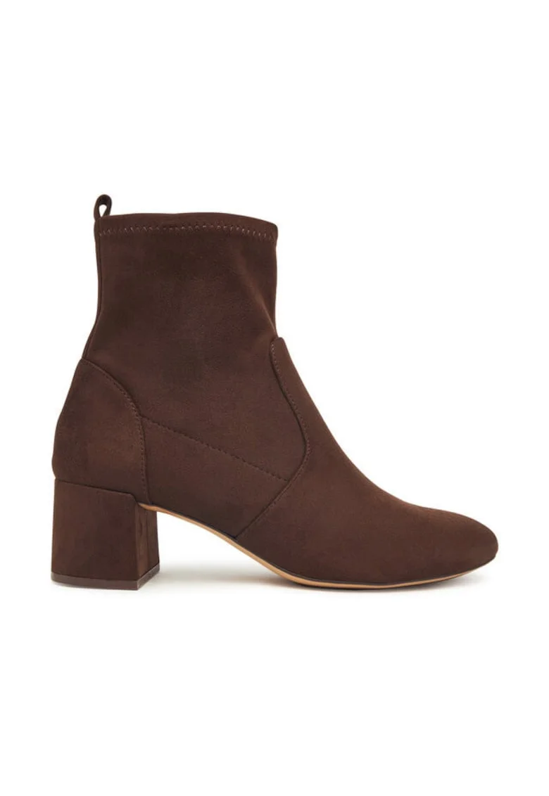 Botine dama,  maro, textil,