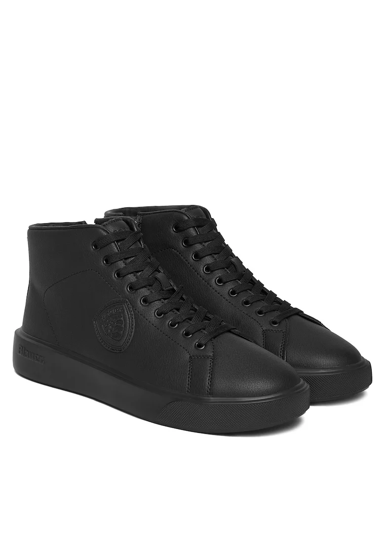 Ghete barbati  Lea Blk Black, piele ecologica, negru, Negru