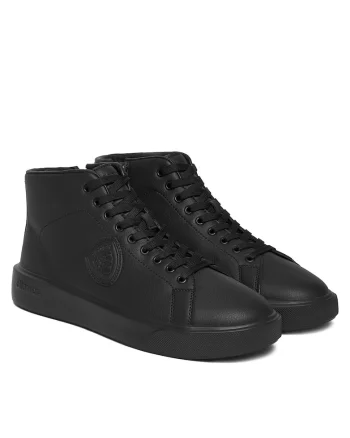 Ghete barbati  Lea Blk Black, piele ecologica, negru, Negru
