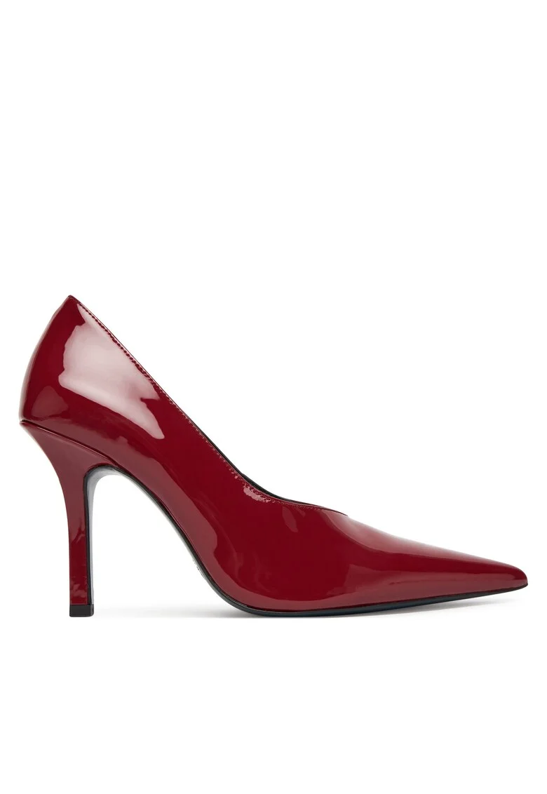 Pantofi dama,  toc, piele naturala, rosu lucios