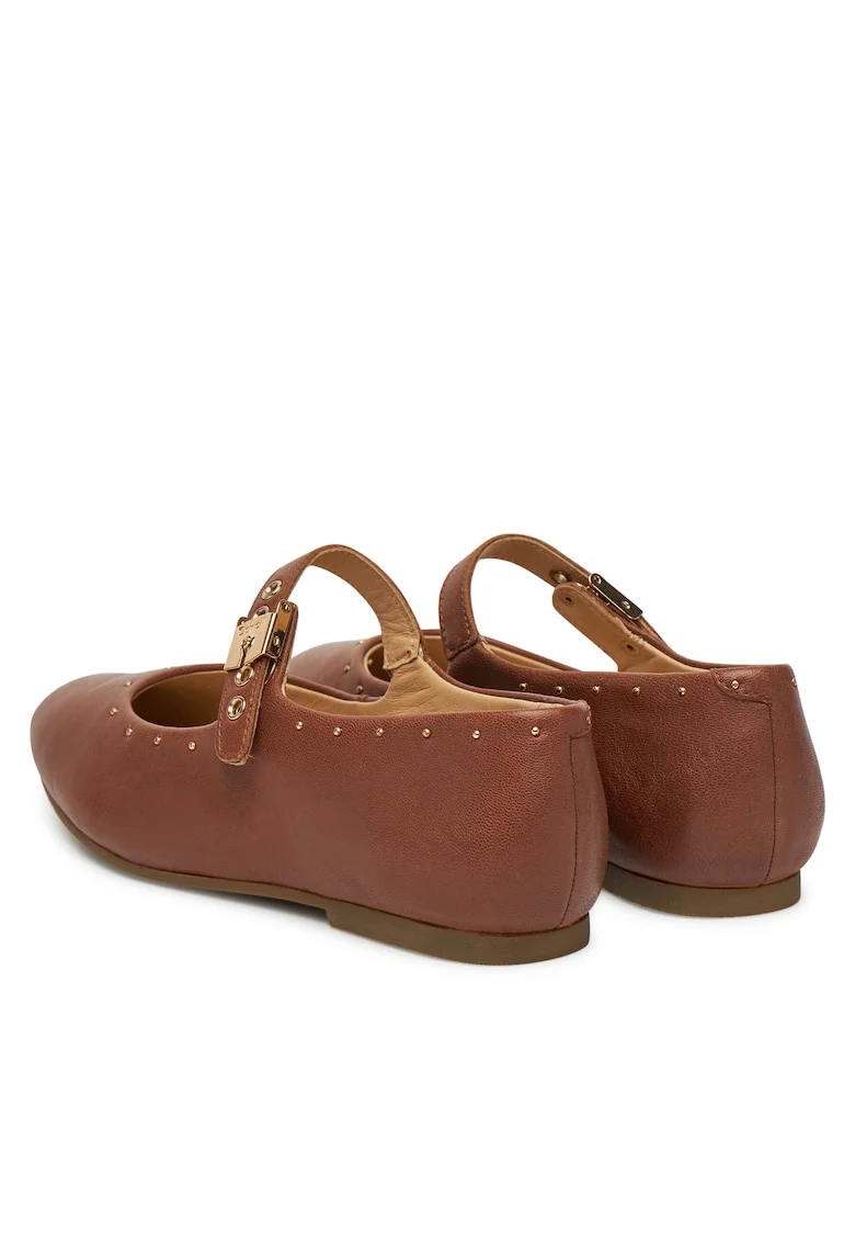 Balerini dama  Janine, piele naturala, coniac