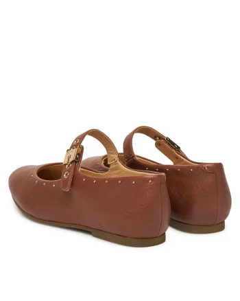 Balerini dama  Janine, piele naturala, coniac
