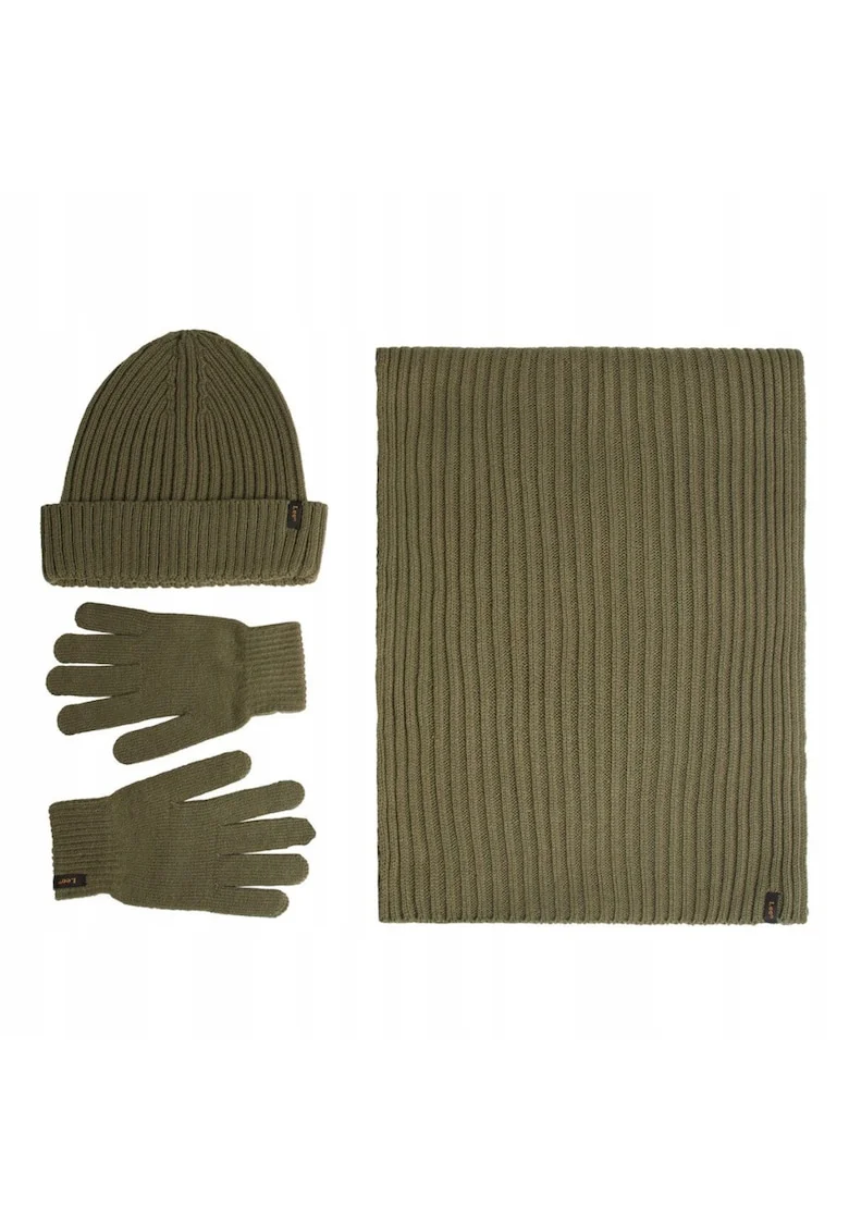 ​​Set Caciula, Esarfa, Manusi Barbati,  XMAS Pack, Marime Universala, Design Clasic, Material Flexibil, Caldura Si Confortabila, Cadoul Perfect Pentru Sarbatori, Akril, ONE SIZE INTL, Verde