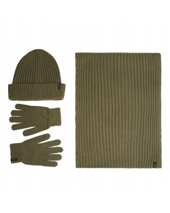 ​​Set Caciula, Esarfa, Manusi Barbati,  XMAS Pack, Marime Universala, Design Clasic, Material Flexibil, Caldura Si Confortabila, Cadoul Perfect Pentru Sarbatori, Akril, ONE SIZE INTL, Verde