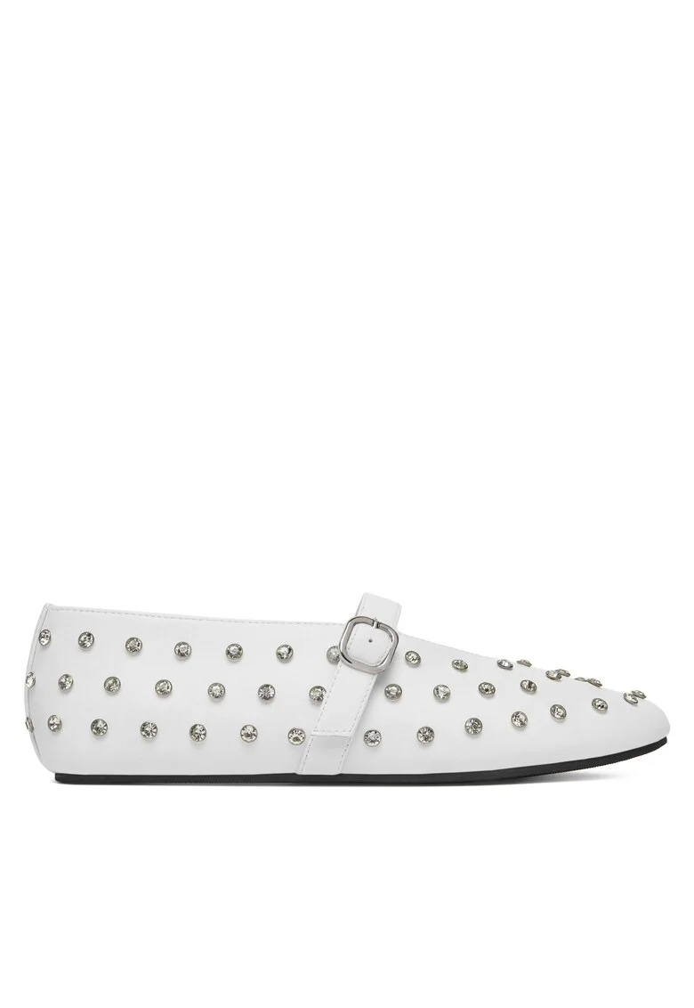 Balerini dama,  piele naturala, alb