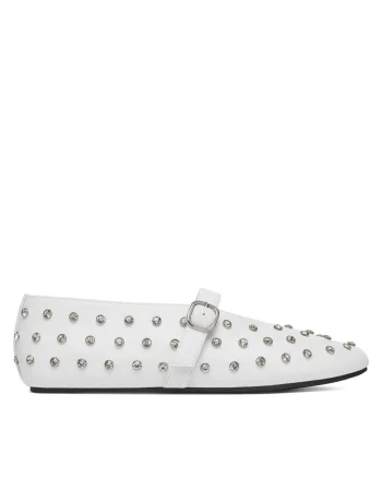Balerini dama,  piele naturala, alb