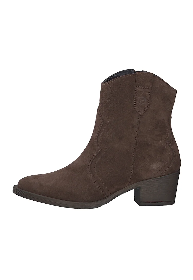 Botine cowboy cu fermoar, Maro inchis