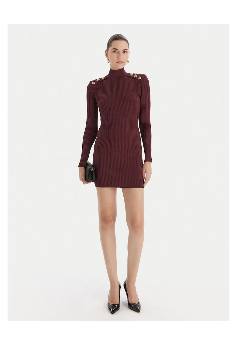 Rochie,  tricotata, bordeaux