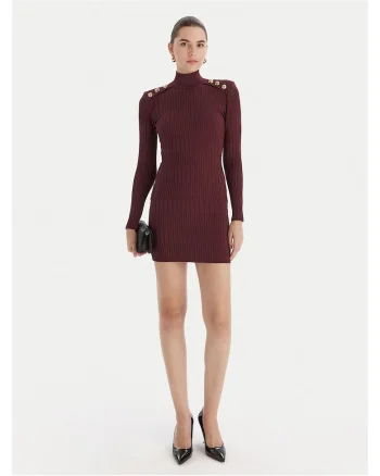Rochie,  tricotata, bordeaux