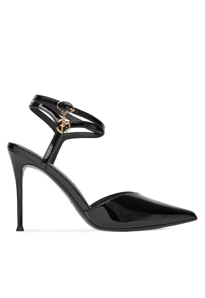 Sandale stiletto,  MONA-SLT1582-2, piele naturala, negru