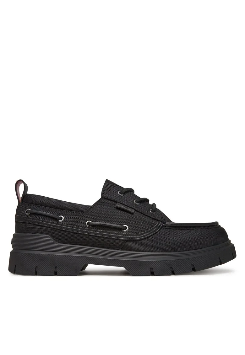 Pantofi barbati,  semi-incarcate, piele ecologica, negru,