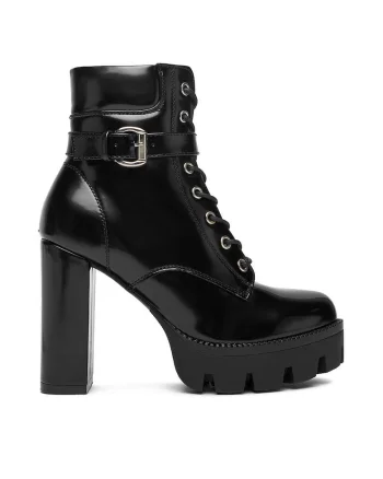 Botine dama  23756-1, negru, textil