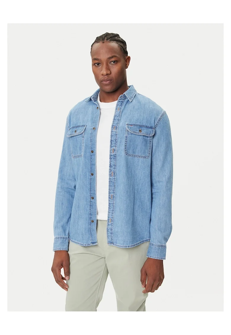 Camasa din denim barbati  albastru, fabricat de calitate