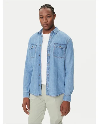 Camasa din denim barbati  albastru, fabricat de calitate