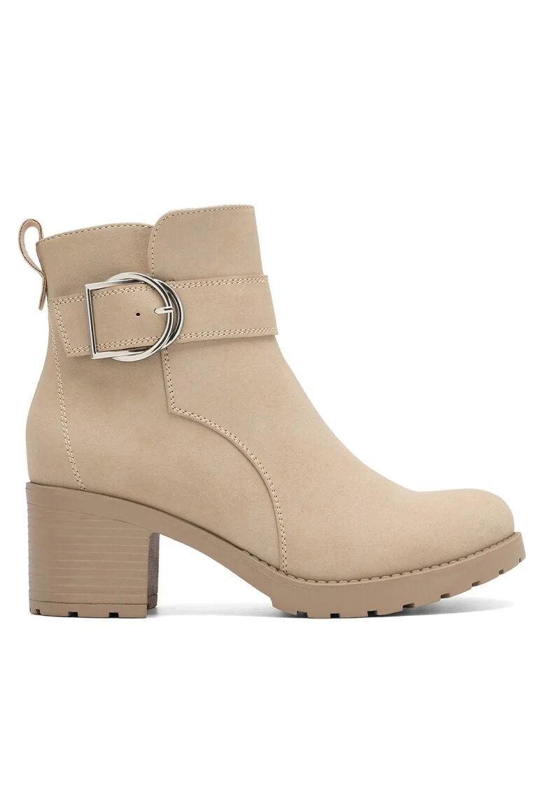 Botine dama WS2902-06,  bej, piele ecologica