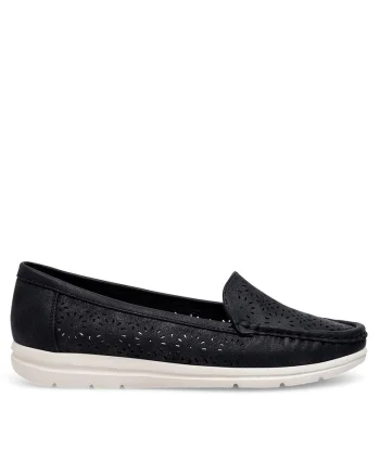 Mocasini dama,  negru, material textil