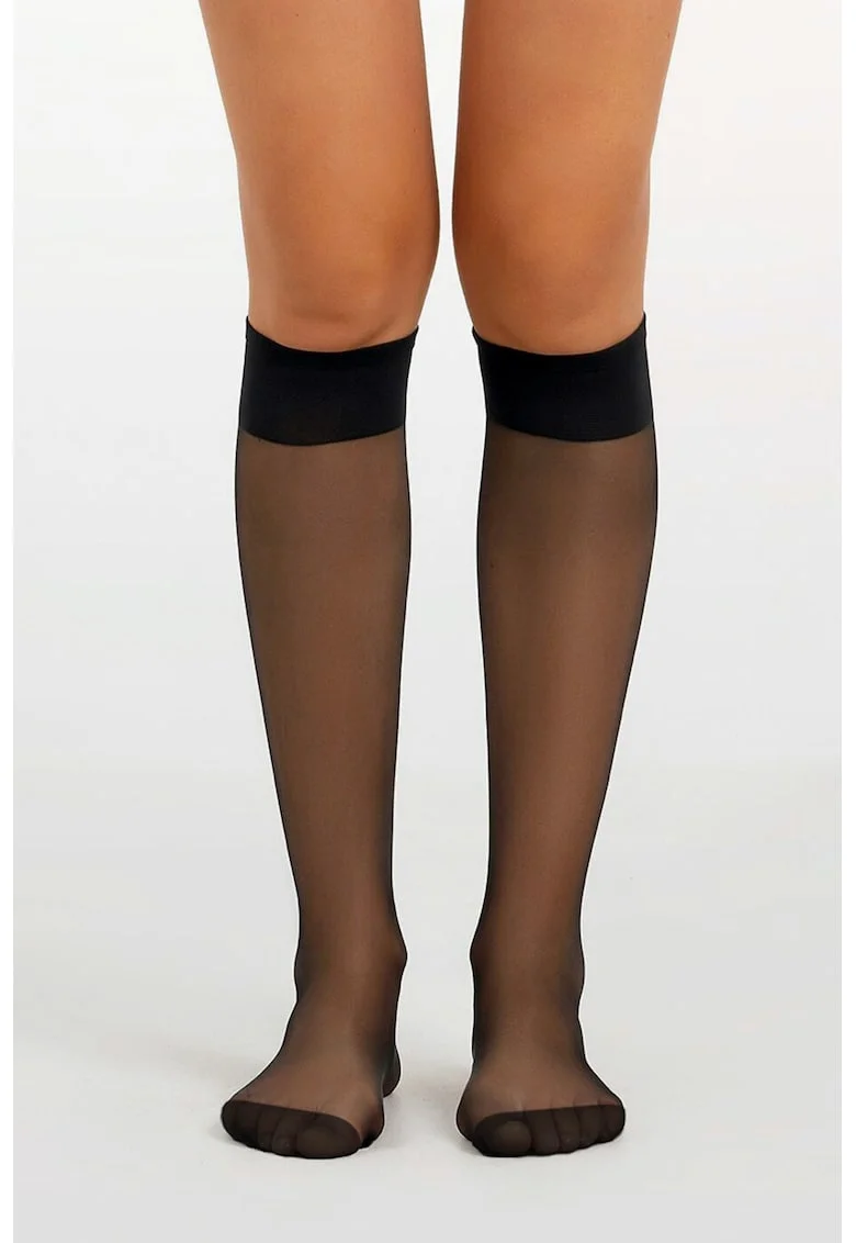 Sosete semi-transparente cu banda, 15 DEN, Negru/Transparent