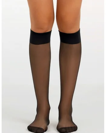 Sosete semi-transparente cu banda, 15 DEN, Negru/Transparent