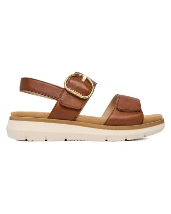Sandale dama,  piele naturala, velcro, maro,