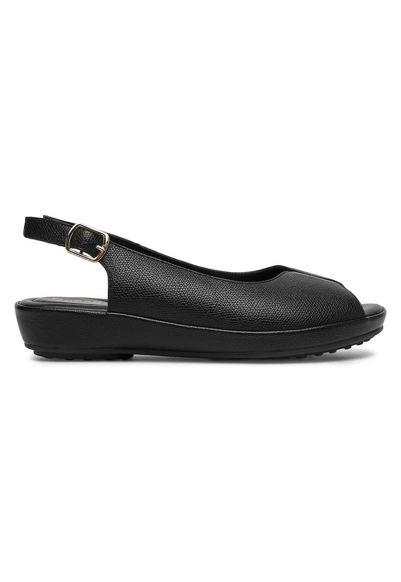 Sandale dama  negru, piele ecologica, catarama, Negru
