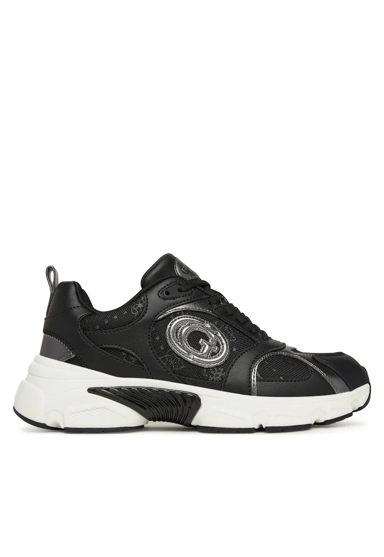 Pantofi sport din piele ecologica cu talpa wedge, Negru
