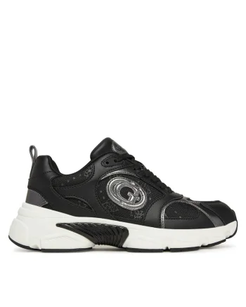 Pantofi sport din piele ecologica cu talpa wedge, Negru