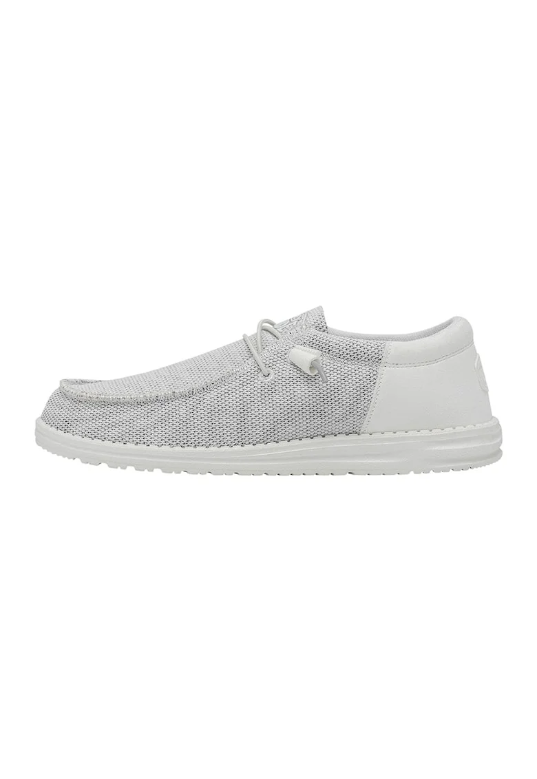 Mocasini din material textil cu sireturi, Gri deschis melange