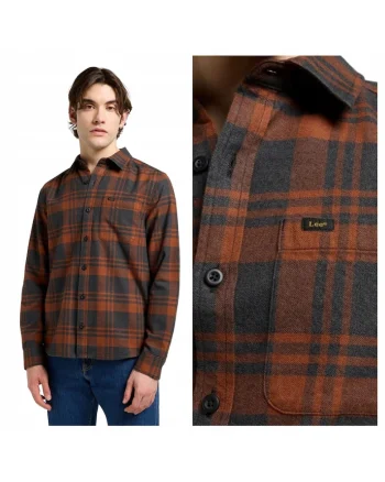 Camasa Pentru Barbati,  Marimea M, Maro, Leesure Shirt, Croiala Regular Fit, Material 100% Bumbac, Inchidere Nasturi, Buzunare 1
