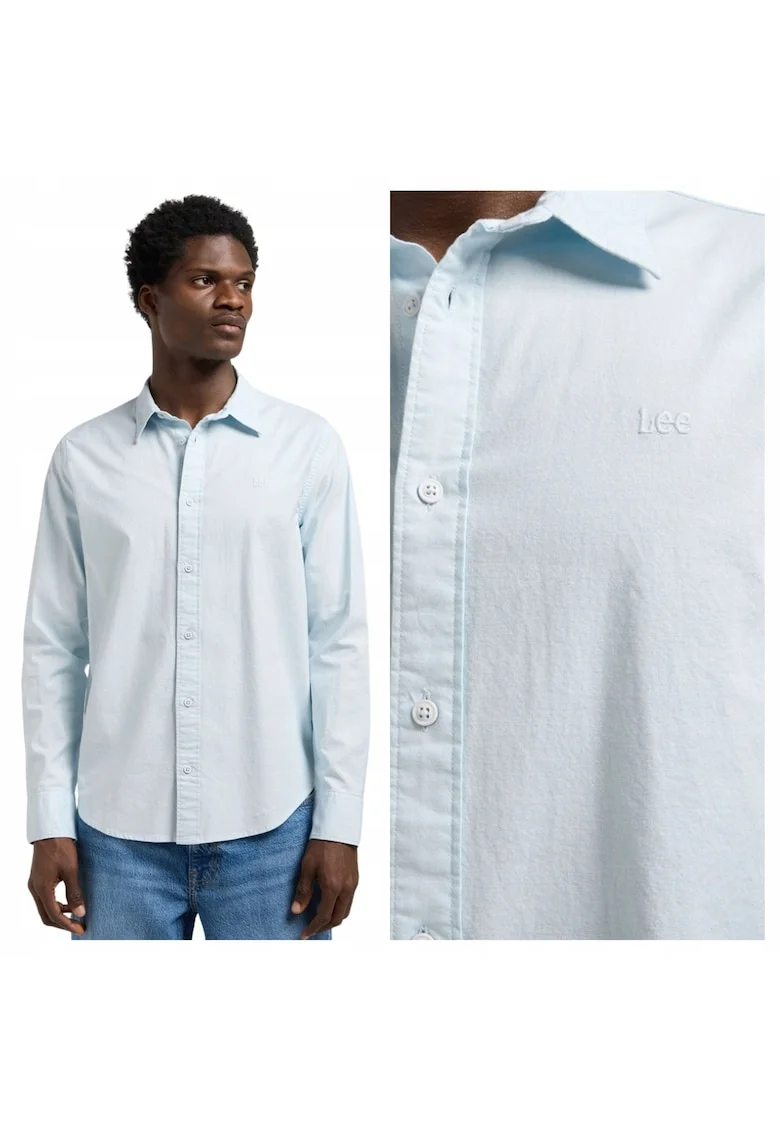 Camasa Pentru Barbati,  Marimea S, Albastru, Patch Shirt, Regular Fit, Inchidere Nasturi, Compozitie Material 100% Bumbac