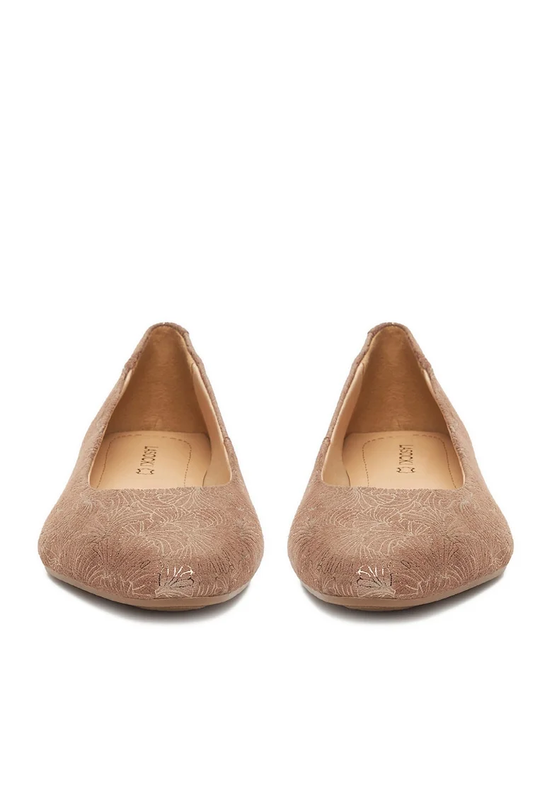 Balerini dama,  bej, piele naturala,