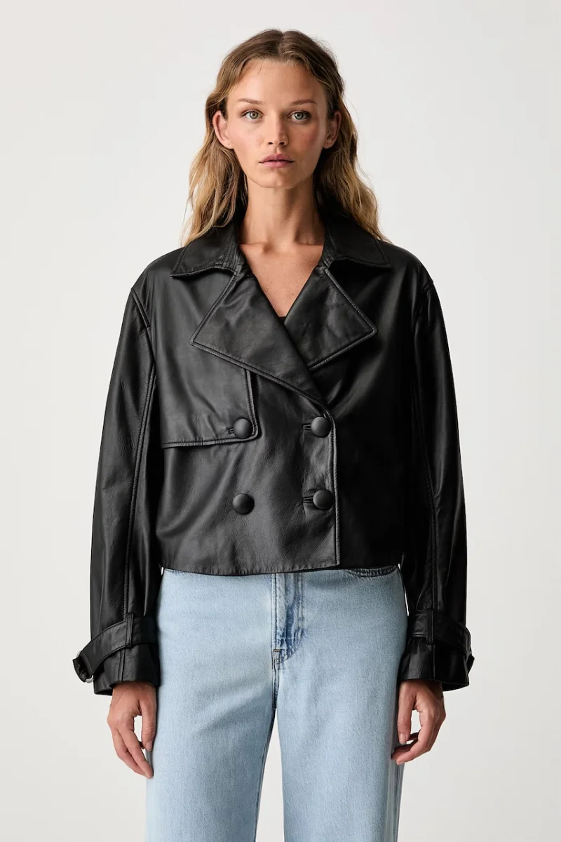 Armani Exchange jachetă scurtă pentru femei din piele
