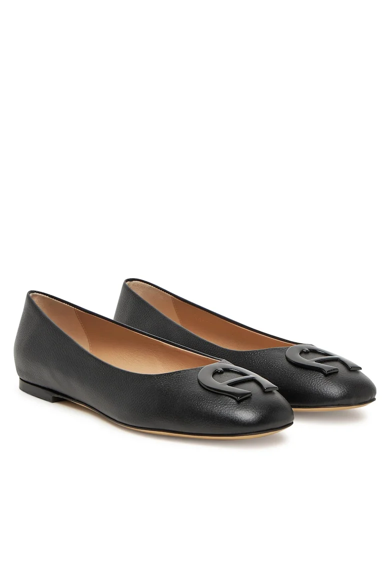 Balerini dama,  piele naturala, negru,