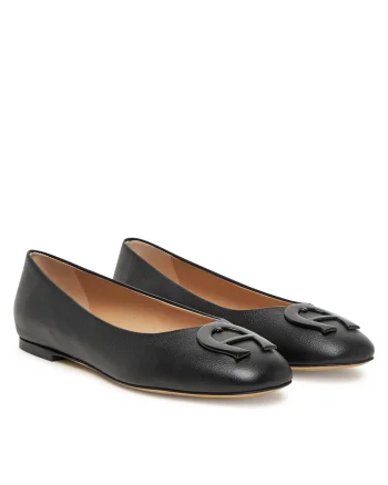 Balerini dama,  piele naturala, negru,
