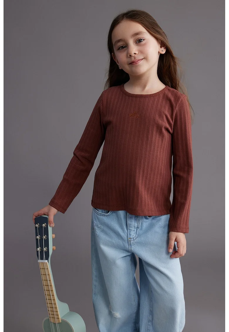 Bluza striata din amestec de bumbac, Rosu
