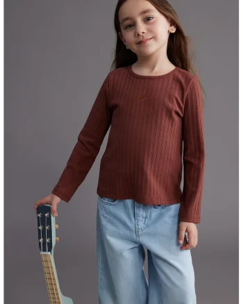 Bluza striata din amestec de bumbac, Rosu