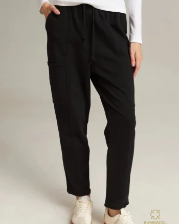 Pantaloni din bumbac cu snur si buzunare pentru dame