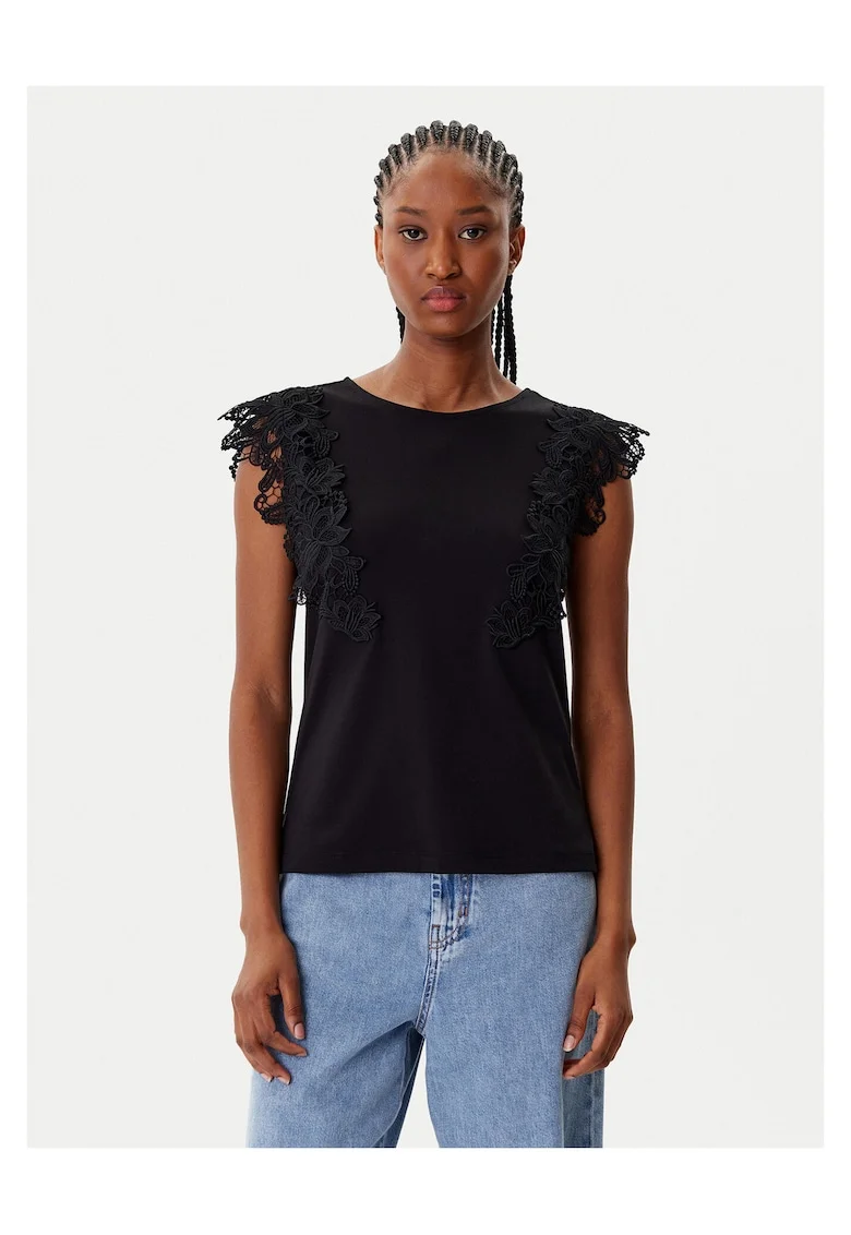 Top dama 252-DFLOWER,  negru