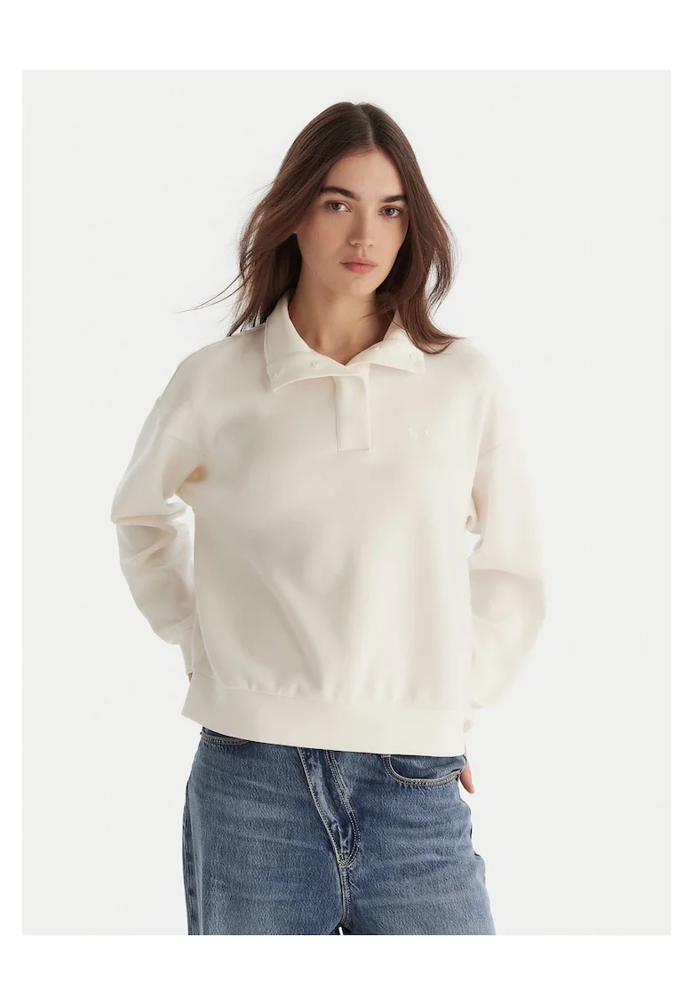 Bluza dama  alb, cu guler