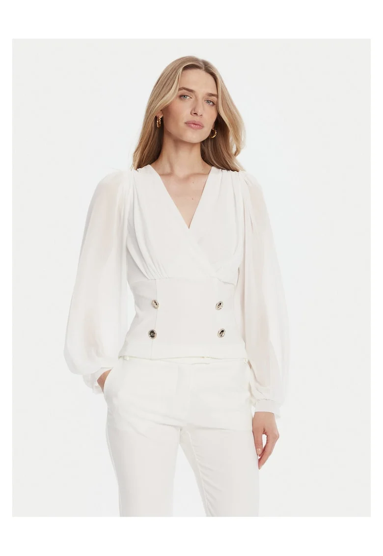 Bluza dama,  alba, cu decolteu