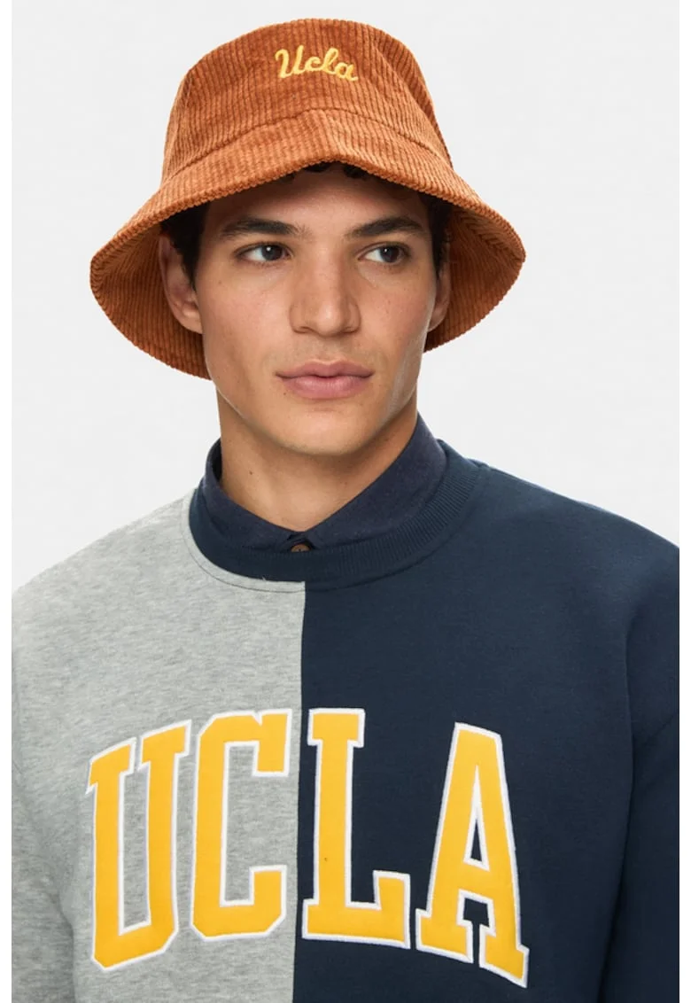 Palarie bucket unisex cu broderie logo, Maro