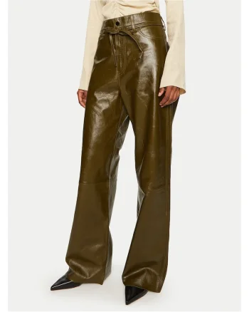 Pantaloni dama,  piele, maro,