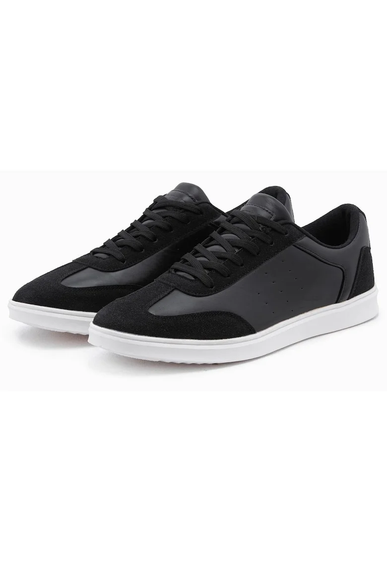 Sneakers sportivi cu detalii din piele ecologica si stil retro, Negru