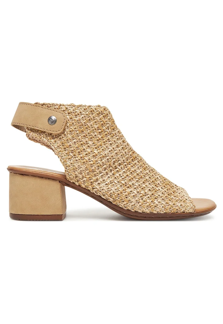 Sandale dama,  velcro, bej, textil,