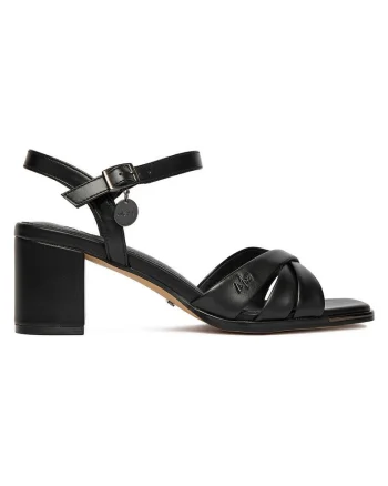 Sandale dama,  catarama, piele naturala, negru,