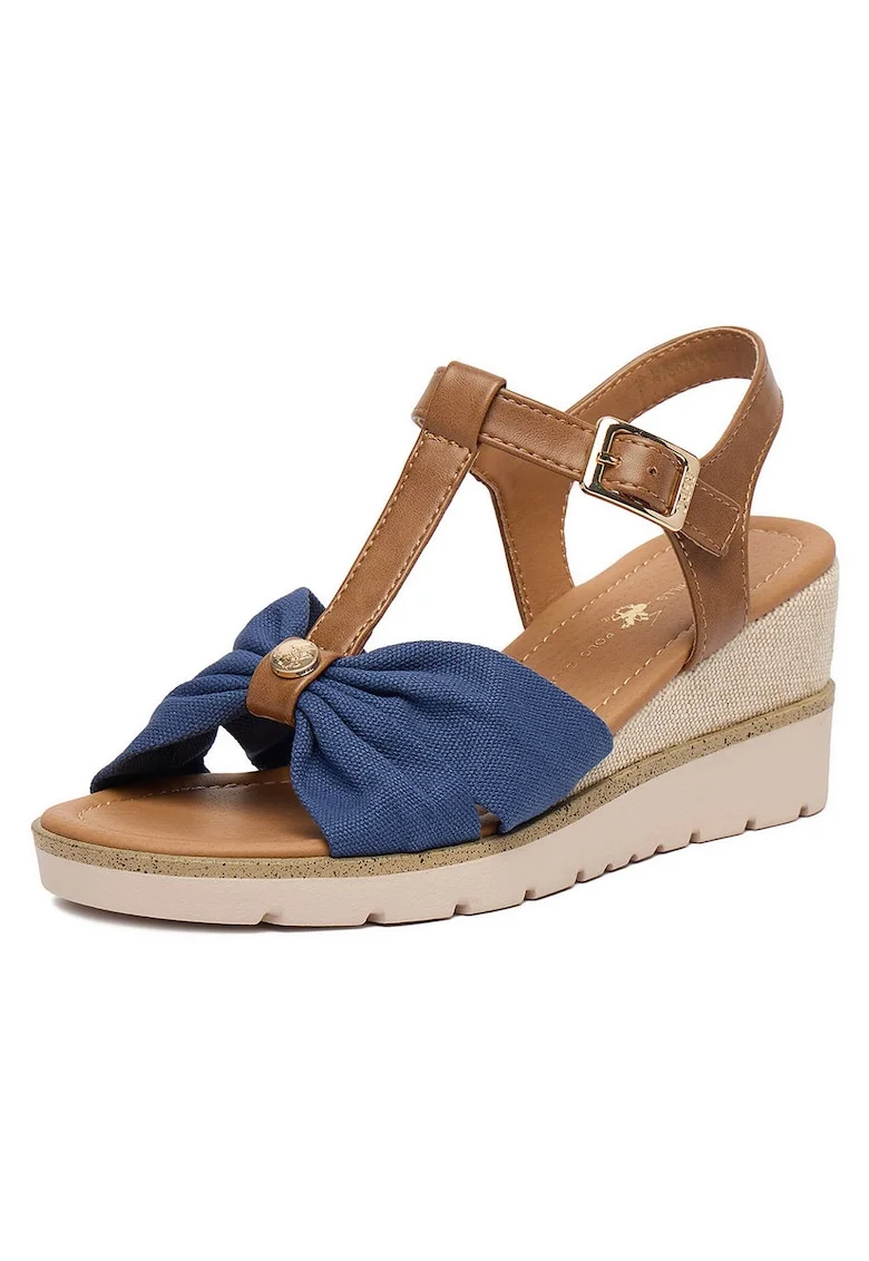 Sandale dama  bleumarin, inchidere cu catarama, textil