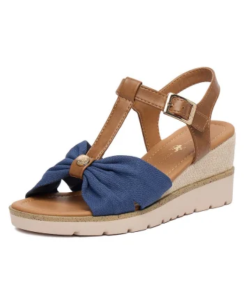 Sandale dama  bleumarin, inchidere cu catarama, textil