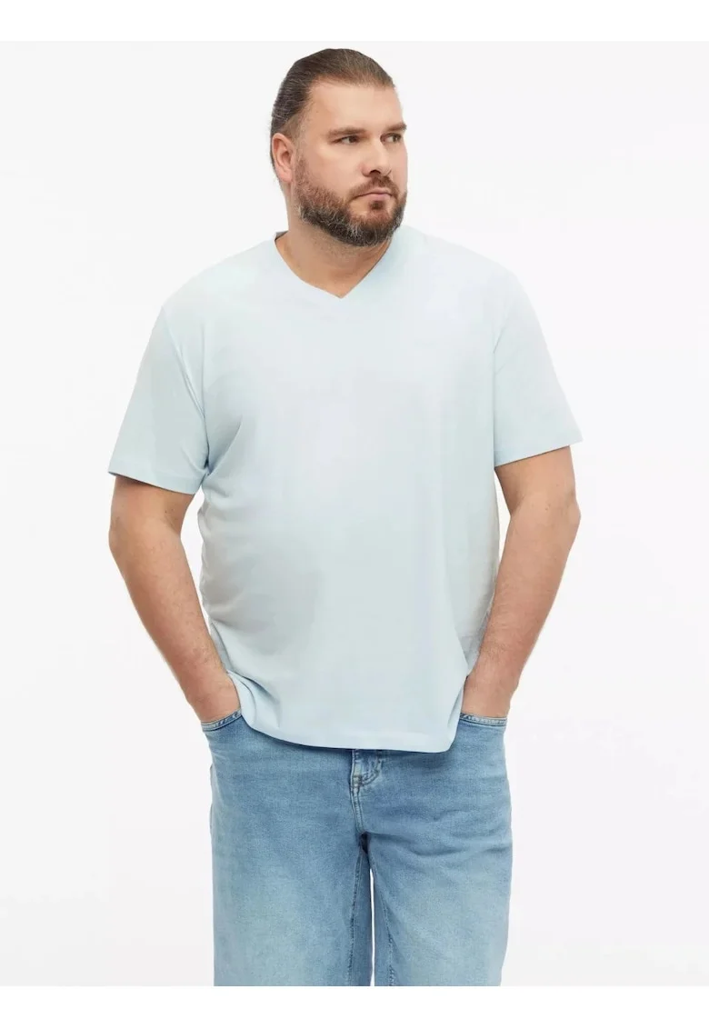 Big Sizes Tricou cu anchior, barbati big sizes, din bumbac, Regular fit, Albastru deschis