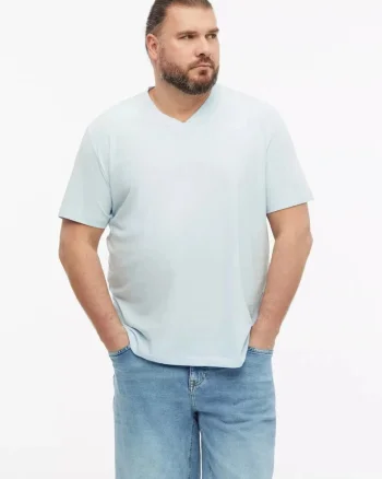 Big Sizes Tricou cu anchior, barbati big sizes, din bumbac, Regular fit, Albastru deschis