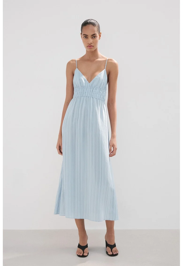 Rochie lunga cu pliuri, Albastru pastel