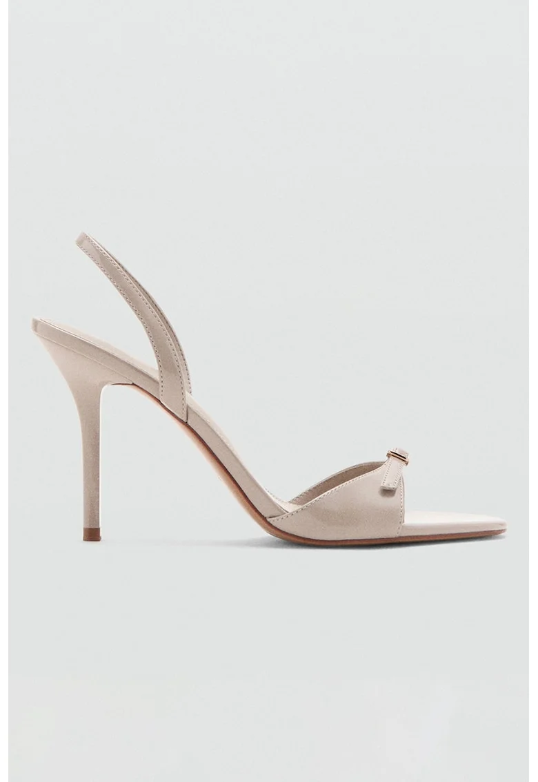 Sandale slingback cu aspect lacuit, Bej sampanie